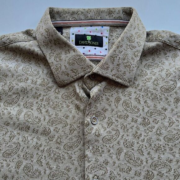 David Jones Boutique Short Sleeve Paisley Print Button Front Tagged XXL Fits L - Picture 1 of 9